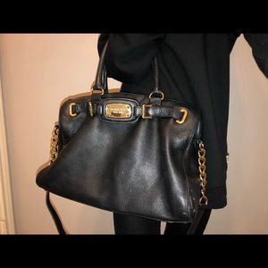 Authentic Michael Kors Black leather bag + Wallet